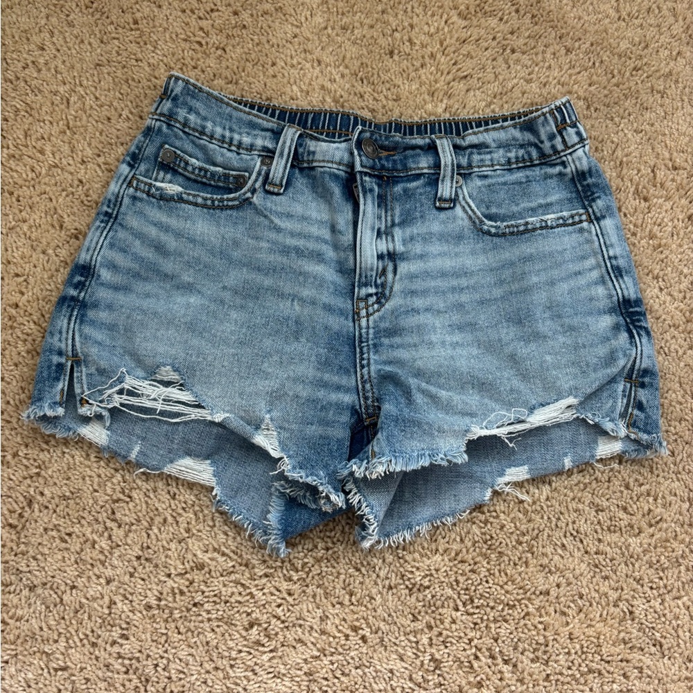 Aerie Blue Distressed Jean Shorts Cut-Off Style